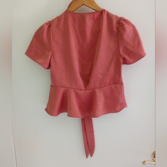 Wild fable women's baby pink peplum top with tie in the front - Picture 7 of 8